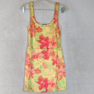 Rumored Junior's Colorful Neon Floral Bodycon Bohemia Mini Dress Size M